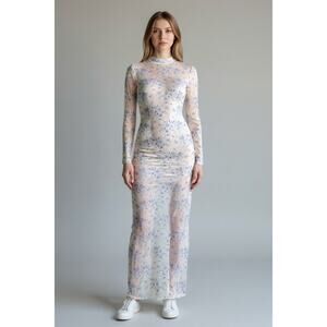 sheer floral long sleeve maxi dress | coquette fairycore romantic